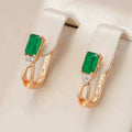 Elegant earrings in green crystal with zirconias in gold