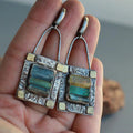 Antique" earrings with blue and green crystals