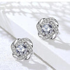 Flower Spiral Cross Earrings