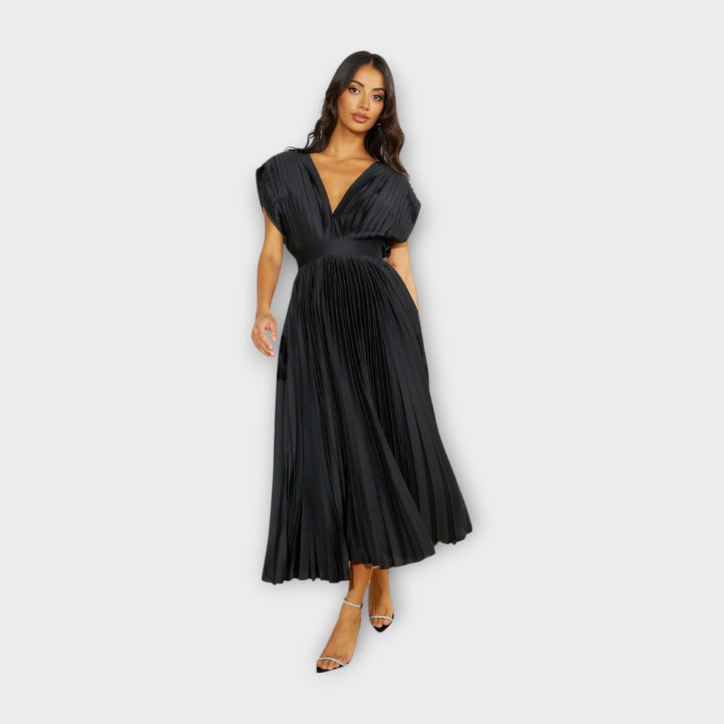 Midi plisseret kjole med romantisk elegance