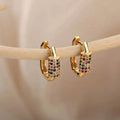 Minimalist Earrings with Multicolored Cubic Zirconia in Gold