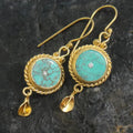 Vintage gold earrings with turquoise stone