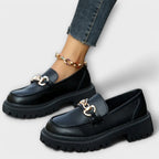 Moderne dame platform loafers med spænde