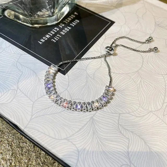 Adjustable Cubic Zirconia Bracelet in Gold and Silver