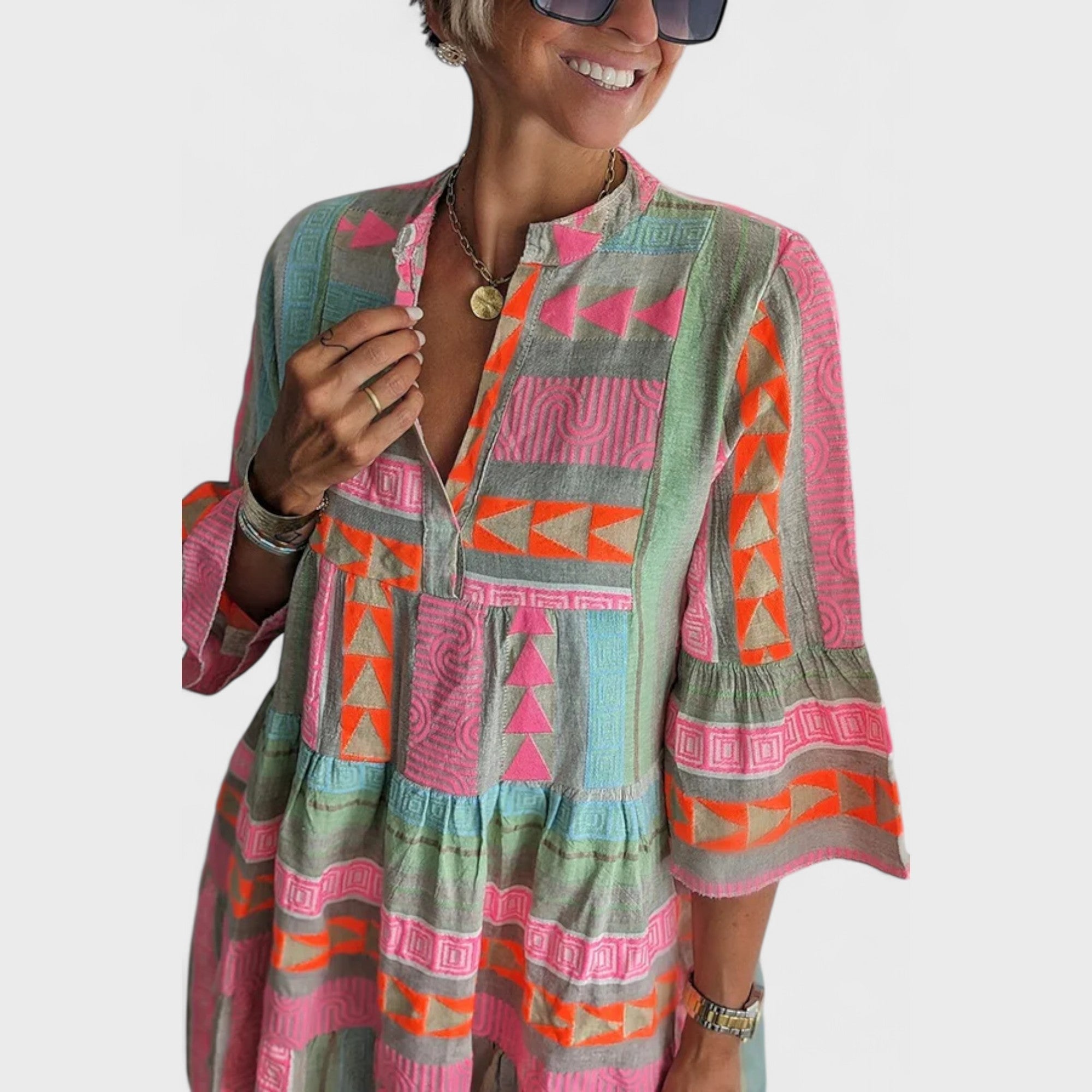 Alena - Farverig boho kjole