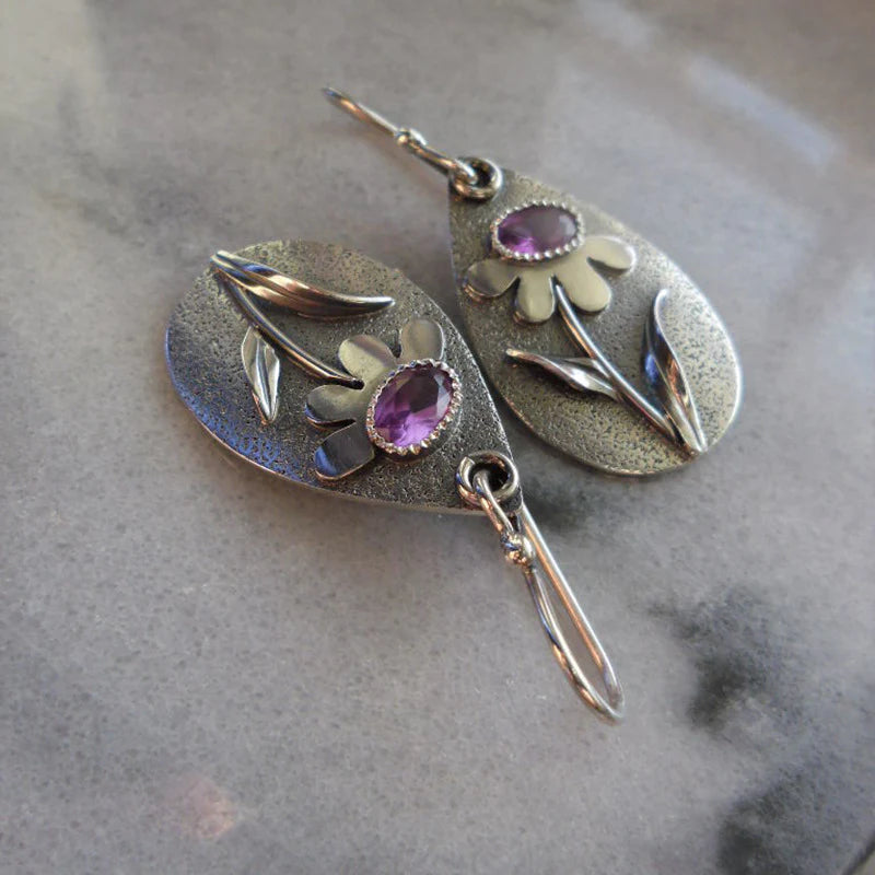 Retro 3D Flower Earrings