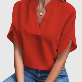 Dame kortærmet bluse komfortabel polyester sommer top
