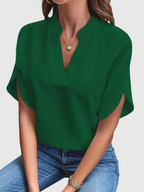 Dame kortærmet bluse komfortabel polyester sommer top