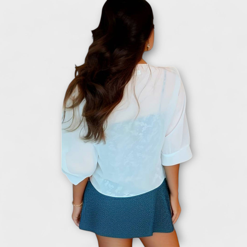 Olivia - Bluse med åben frontpanel
