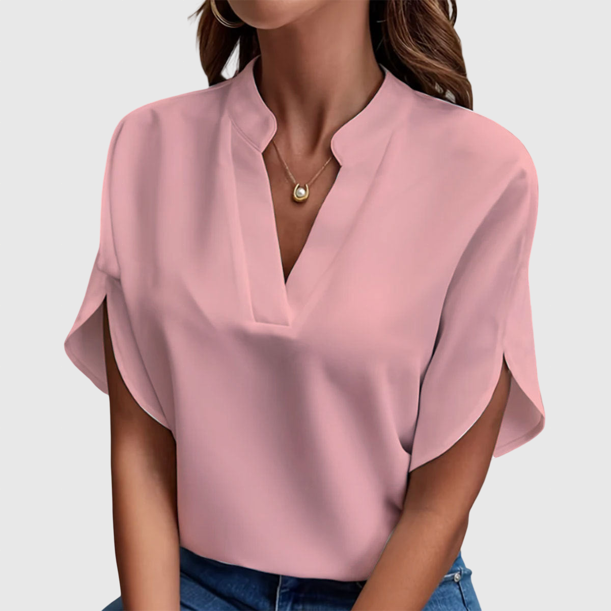 Dame kortærmet bluse komfortabel polyester sommer top