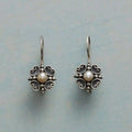 Vintage Inlaid Pearl Floral Silver Earrings