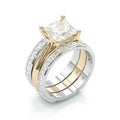 Timeless Princess Cut Bridal Ring Set – Gold & Sterling Silver