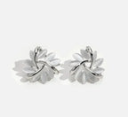 Elegant and exquisite opal petal circle stud earrings in gold