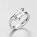 Silver adjustable hug ring
