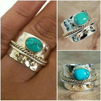 Turquoise wide band ring