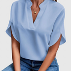 Dame kortærmet bluse komfortabel polyester sommer top