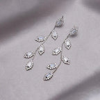 Zirconia Leaf Pendant Earrings in Gold and Silver