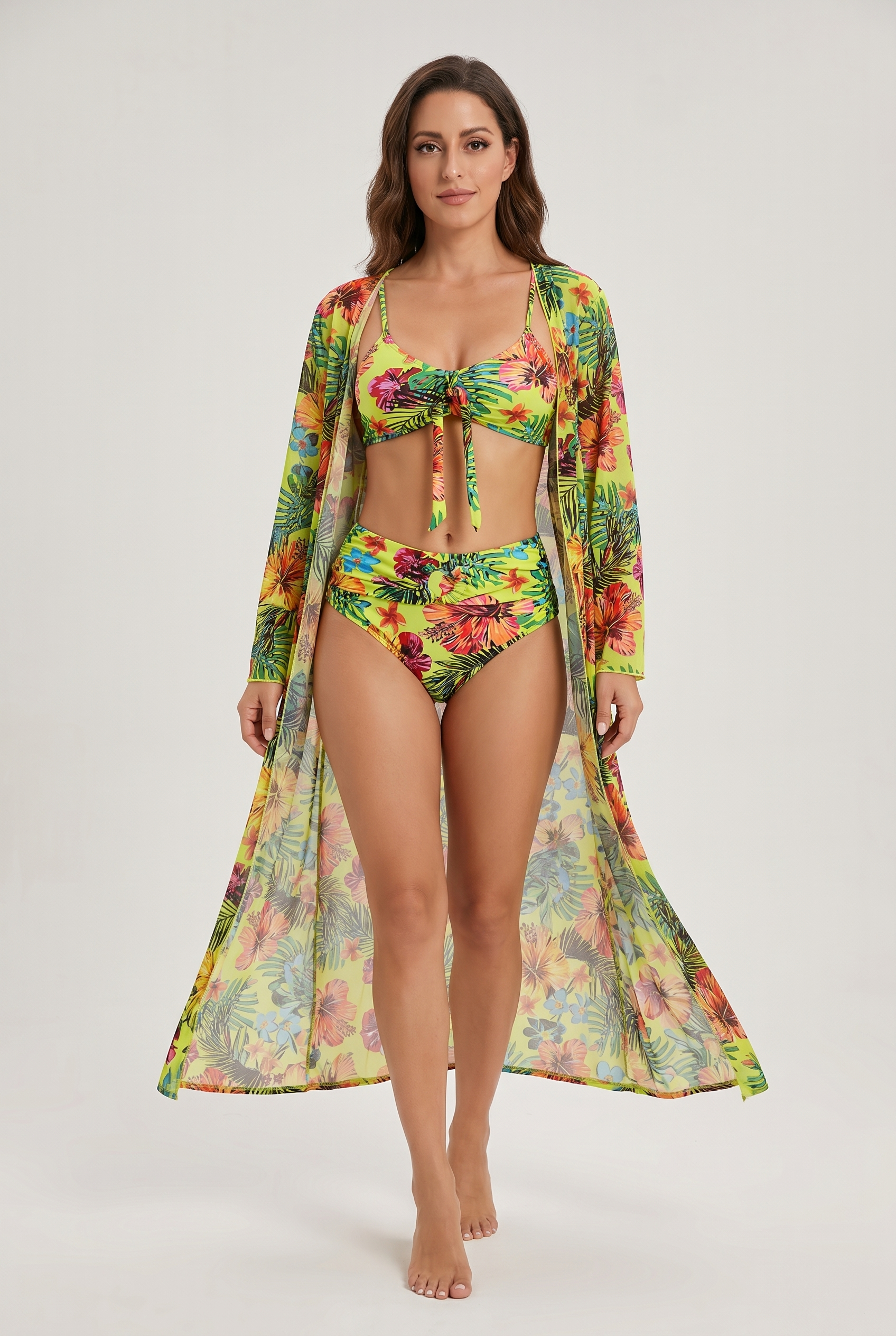 Paloma | 3-delt bikini med blomsterkimono