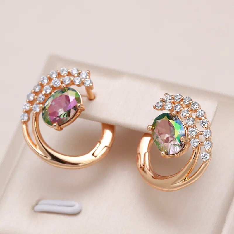 Colorful Crystal Spiral Earrings