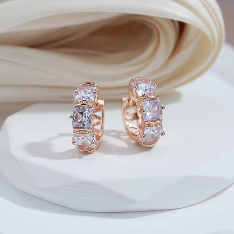 Elegant earrings inlaid with golden crystals