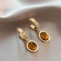 Orange Crystal Earrings in Gold