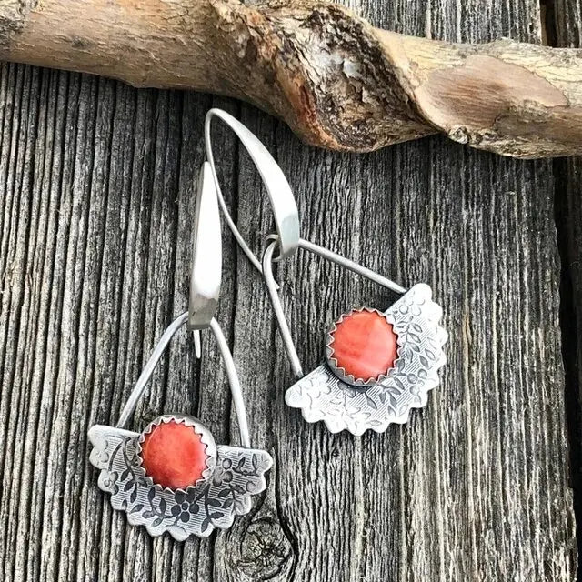 Red Vintage Matchstick Earrings