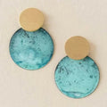 Vintage Blue Acrylic Gold Earrings