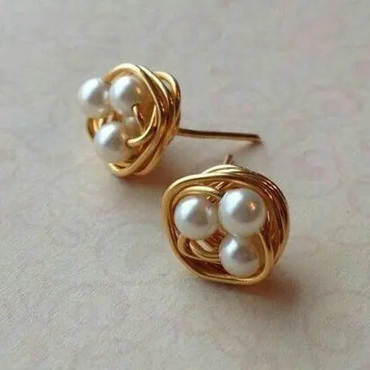 Vintage Beaded Nest Earrings