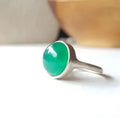 Green Crystal Ring in Silver