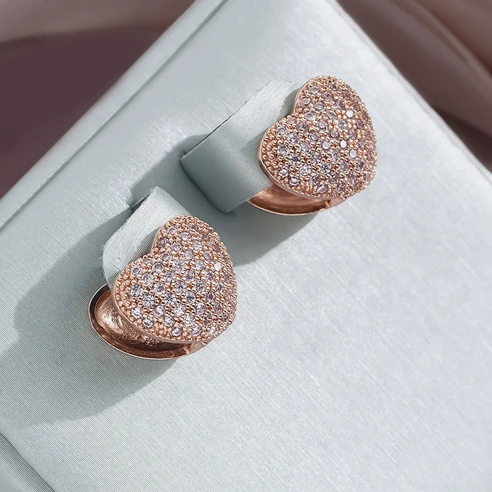 Elegant gold-colored heart earrings