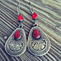 Red Vintage Style Mandala Earrings