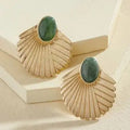 Vintage earrings made of gold and green shells