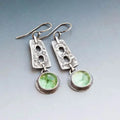 Boho earrings made of green crystal in silver