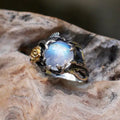 Vintage Moon Crystal Ring in Silver