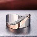 Vintage rose gold & silver zirconia ring