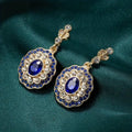 Vintage Blue Crystal Mandala Earrings