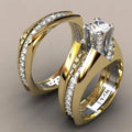 Vintage Gold & Crystal Ring Set