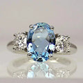 Ring with blue diamond crystal in sterling silver