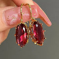 Red Earrings in Vintage Gold