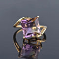 Purple Ring with Cubic Crystal Vintage