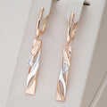 Elegant Rectangular Earrings with Crystals in Gold