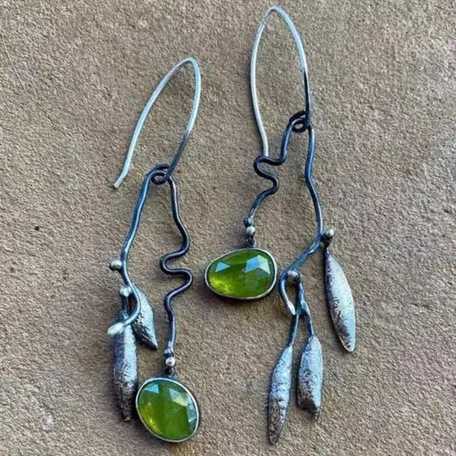 Green Crystal Vintage Earrings