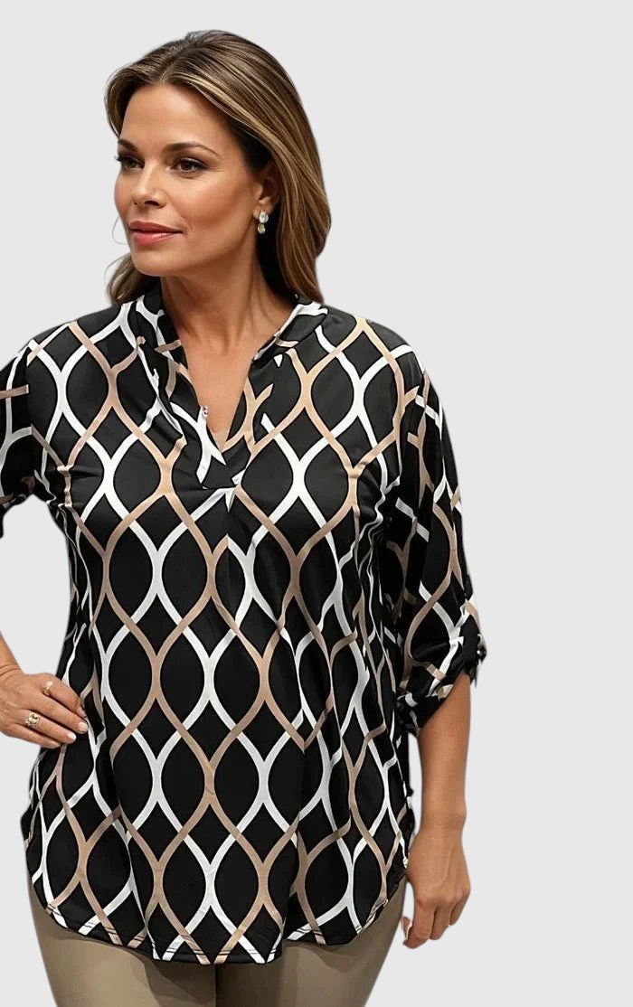 Noor – Grafisk mønstret bluse