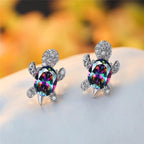 Sea Turtle Earrings made of Zirconium and Silver