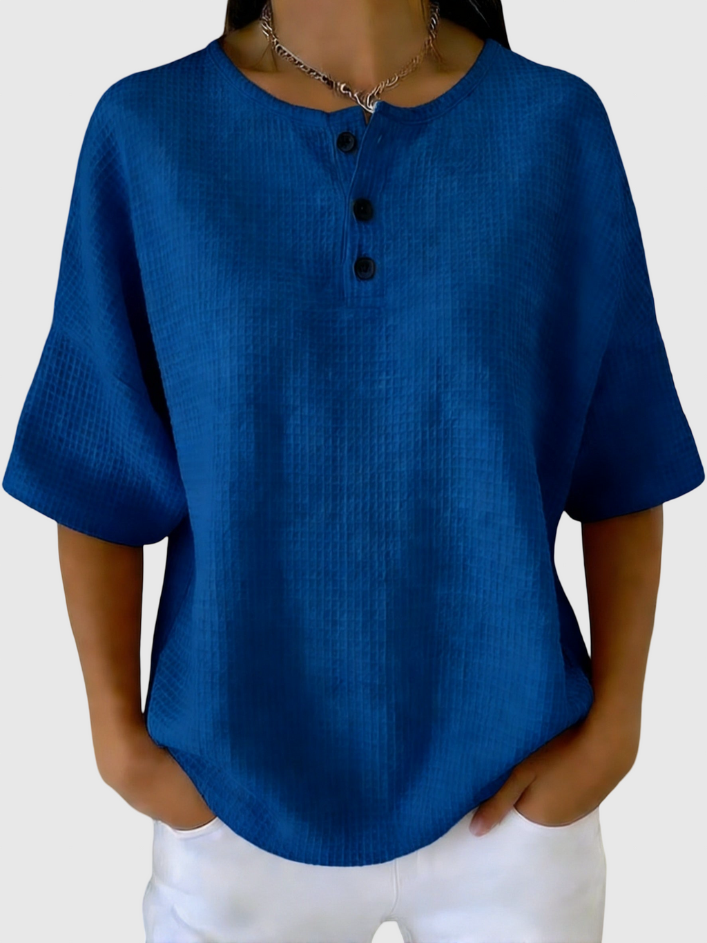 Casual waffle henley trøje